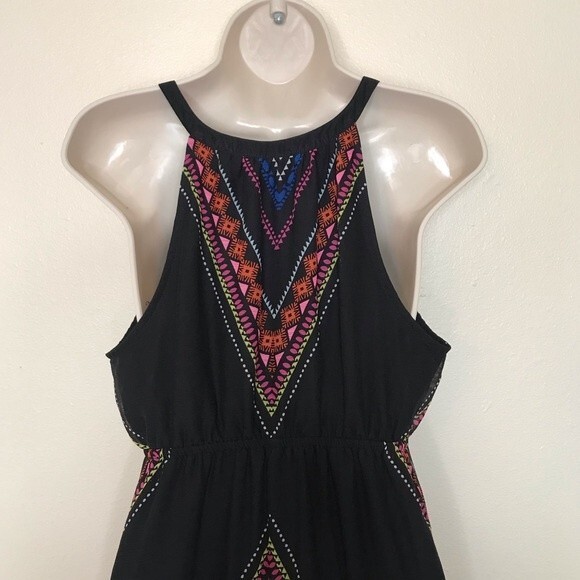 Old Navy Maternity Boho Black Geometric Aztec Print Maxi Dress Women Size Small - Picture 4 of 13